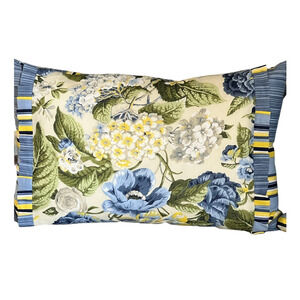 Waverly Floral Flourish Throw Pillows Blue Yellow Hydrangeas French Country